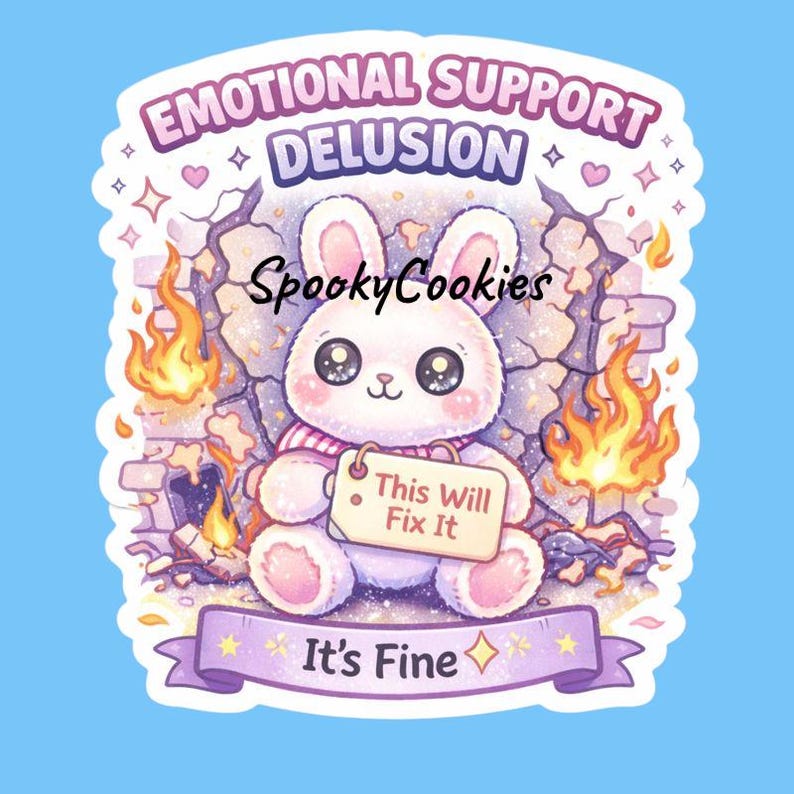 Delusion Graphics Sticker Emotional Support Delusion Sticker – Waterproof Vinyl – Unhinged Mental ...