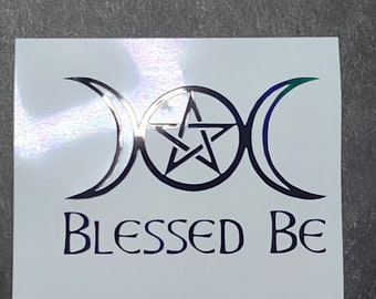 Blessed Be Decal - Witchy Triple Goddess Moon Vinyl Sticker, Pagan Car Window Accessory, Wiccan Altar Decor Gift
