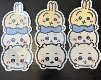 6 inch Chiikawa Holographic Sticker - Cute Kawaii Anime Decal