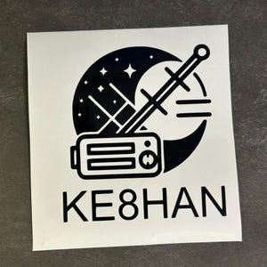 Custom Call Sign Amateur Radio Moon Decal, Personalized Vinyl Sticker for Ham Radio Enthusiasts, Unique Gift for Radio Operators