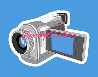 Silver 2000s Camcorder Sticker – Retro Y2K Aesthetic Tech Decal, Nostalgic Video Camera StickerMagnet