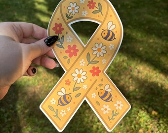 Flower Garden Bee Ribbon Sticker | Wildflower Floral Botanical Awareness Decal