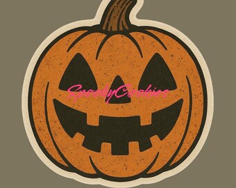 Vintage Halloween Pumpkin Sticker | Classic Jack-o'-Lantern Face | Retro Halloween Vinyl StickerMagnet