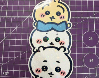 Chiikawa Stack Sticker – Glossy Waterproof Vinyl Decal, Cute Car Window or Laptop Sticker
