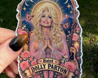 Saint Dolly Parton Sticker | Dolly Inspired Celestial Sticker | Country Music Sticker | Waterproof Vinyl Decal | Holographic or Glossy | 4 I