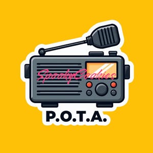 3-Inch Holographic Sticker or Fridge Magnet  | &#39;P.O.T.A&#39; w/ Radio Design | Parks on the Air Ham Radio Sticker or Fridge Magnet