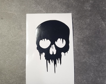Creepy Dripped Skull Decal, Spooky Halloween Vinyl Sticker, Horror Decor, Unique Gothic Gift