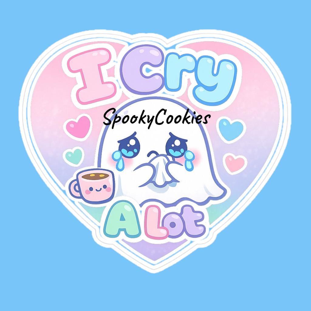 Pastel Crying Ghost Heart Sticker – “I Cry A Lot” Cute Sad Kawaii ...
