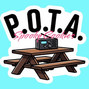 P.O.T.A. Picnic Table Sticker or Fridge Magnet  | Parks on the Air Amateur Ham Radio Design