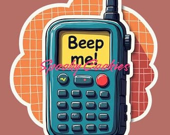 Beep Me Vintage Cell Phone Sticker - Retro 90s Tech, Nostalgic Mobile Phone, Beeper Aesthetic, Old School Cell PhoneMagnet