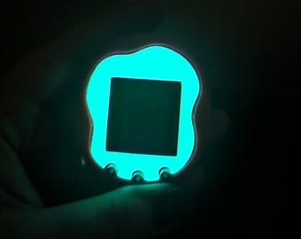 Faceplate for Tamagotchi Uni - Blue glow in the dark - sparkle rainbow electronic pet skin