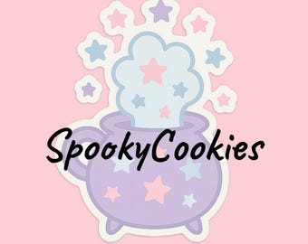 Starry Cauldron Sticker Magnet – Pastel Kawaii Bubbling StarsMagnet