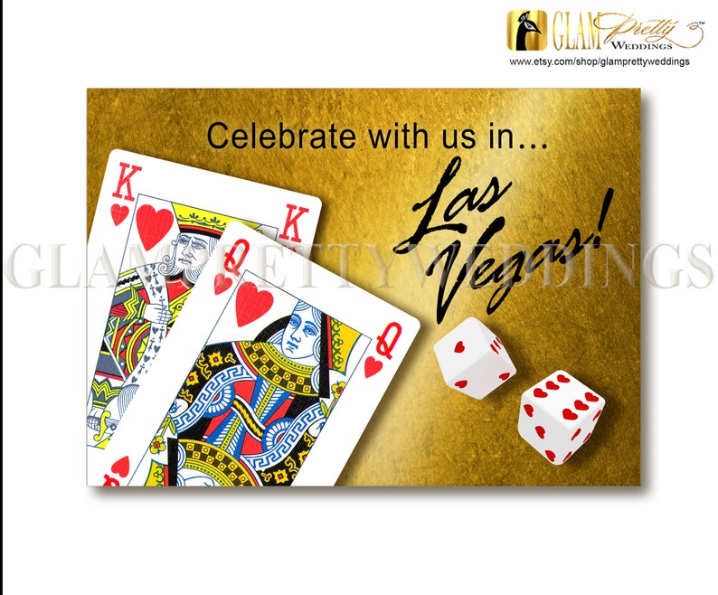PRINTABLE Casino destination wedding hearts dice Style Name: ARIA Las Vegas Wedding celebration invitation