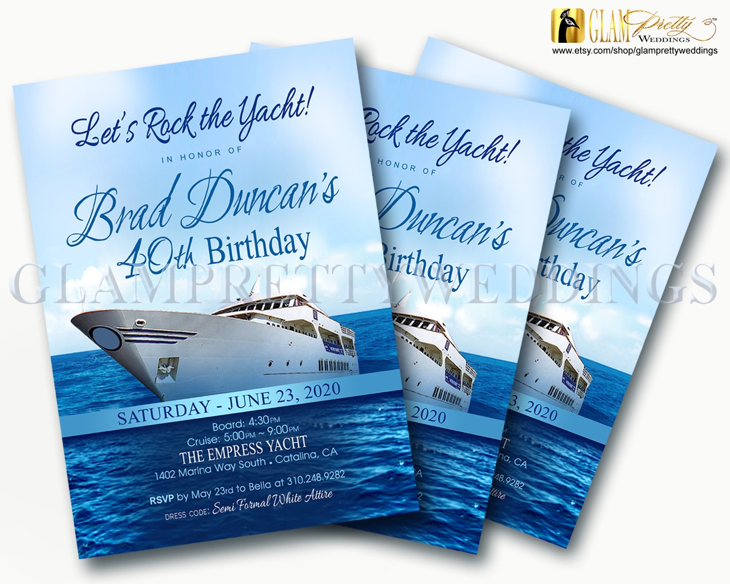 Nautical 40th Birthday Yacht Party Invitation Rock the Yacht Etsy Nederland