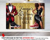 Any Age Birthday Sneaker Ball Backdrop, Made For You Gold Black Red Artwork, Printable 10'x8' Birthday Tuxedo Backdrop - Style Name: FALYN2