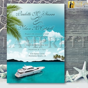 Yacht Wedding Invitation, Nautical Wedding at Sea, Yacht Wedding Cruise, Yacht Dinner Invite  - Printable or Printed - Style Name: PAULETTE