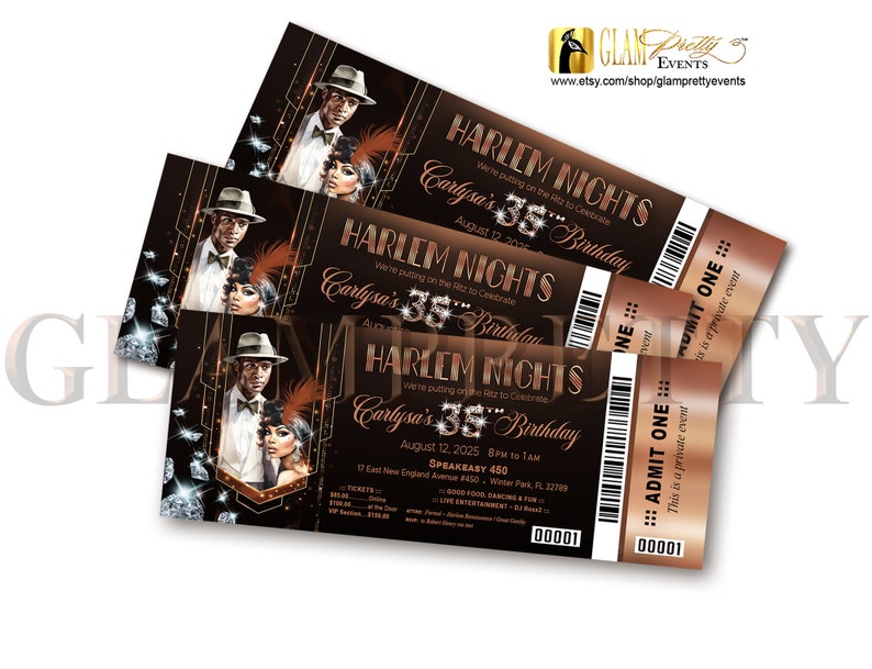 Artwork for Harlem Nights Event Tickets rose gold, Art Deco Great Gatsby Speakeasy, Renaissance - Printable or Printed - Style Name: CARLY bild 1