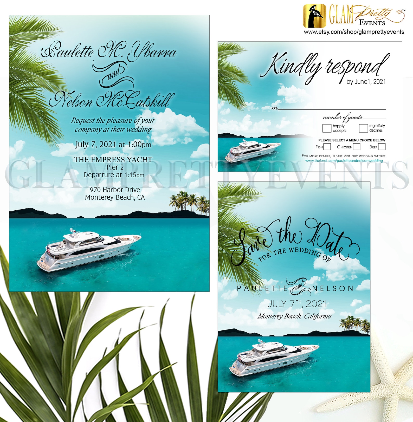 yacht party custom invitations