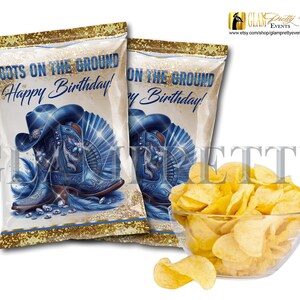 Boots on the Ground Happy Birthday Chip Bag, Line Dancing, Cowgirl Rodeo Scootin&#39; & Bootin&#39; Western theme chip bag favor - Style: BRONCO