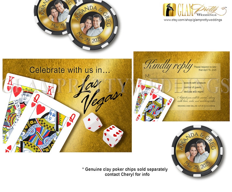PRINTABLE Casino destination wedding hearts dice Style Name: ARIA Las Vegas Wedding celebration invitation
