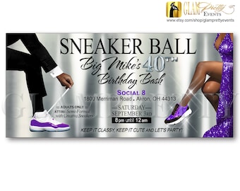Sneaker Gala Party Flyer Black Tie Tuxedo Gold Bling Glitter Etsy France