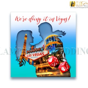 Las Vegas Wedding Reception Invitation - Vegas strip rolling dice silhouette couple - PRINTABLE - Style Name: MYA