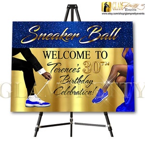 Artwork for Sneaker Ball 36x24 Welcome Sign Gold, Navy, Royal Blue