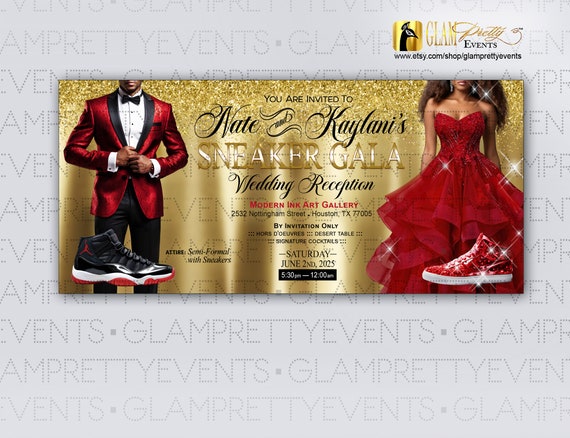 Red Burgundy Evening Gown Tuxedo, Wedding Reception Sneaker Ball Invitation, Sneaker Ball Quinceaera, Prom Sendoff Event - Style: FALYN - Etsy Red Burgundy Evening Gown Tuxedo, Wedding Reception Sneaker Ball Invitation, Sneaker Ball Quinceaera, Prom Sendoff Event - Style: FALYN - Etsy