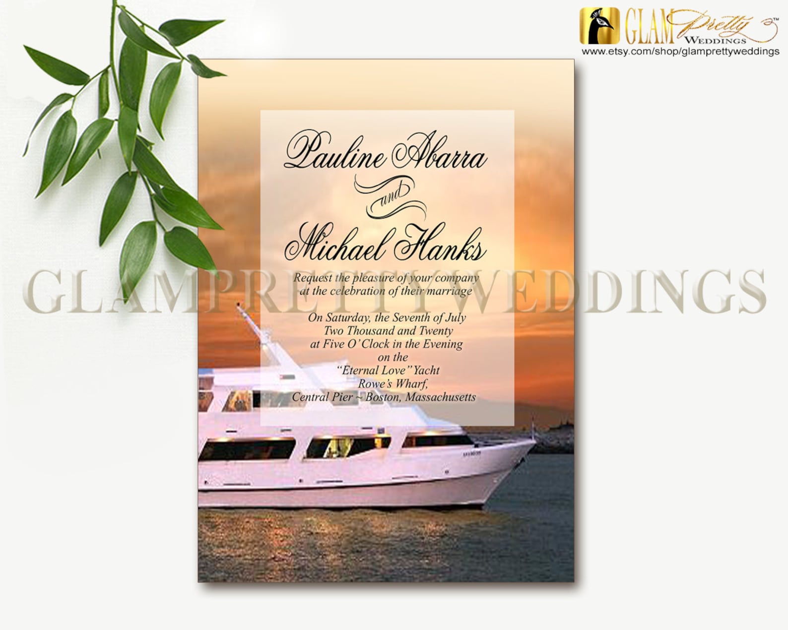 Yacht Cruise Wedding Invitation Ocean Sunset Sunrise Summer | Etsy