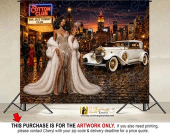Harlem Nights Backdrop, Cotton Club Backdrop, Art Deco Great Gatsby Photo Booth, Roaring 20s Birthday Decor, Family Reunion - Style: CARMEN