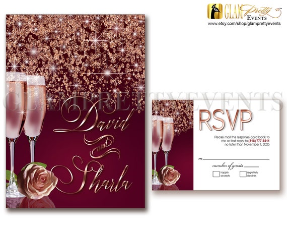 Rose Gold Wedding Invitation Black and Rose Gold Style 37 -  Portugal