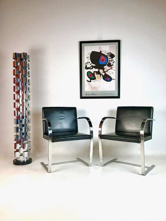 Mid Century Modern Pair of KNOLL Mies Van Der Rohe BRNO Chrome ARMCHAIRS Mid Century Modern Pair of KNOLL Mies Van Der Rohe BRNO Chrome ARMCHAIRS