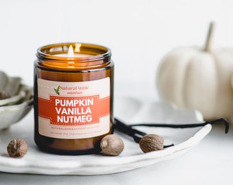Spicy PUMPKIN VANILLA NUTMEG Hand Poured Scented Soy Candle 4 oz or 9 oz|Holiday Home Decor Gift | Winter Aesthetics