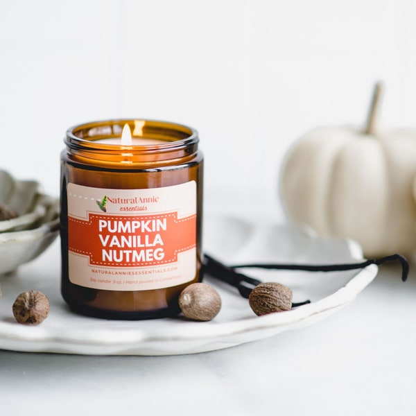 Spicy PUMPKIN VANILLA NUTMEG Hand Poured non-toxic Scented Soy Candle 4oz or 9oz| Pumpkin Spice Svg Home Decor| Fall Home Decor |Halloween