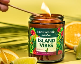 ISLAND VIBES 4oz Soy Candle ||Scent:Citrus, Coconut & Cream || Tropical Fruity Candle || Fruity tropical scent