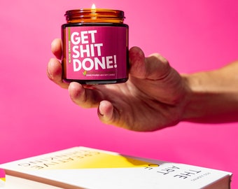 GET SHIT DONE: Blood Orange Hand Poured Scented Soy Candle 4oz | 2022  inspiration| Girl Boss Gift for her| Work from Home|Home Office Decor