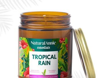 Tropical Rain Scented Soy Candle 90 Oz |  Toxin Free Candle | Eco-friendly | Home Decor | Container Candles | Reduce Stress