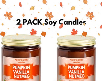 2 Pack 4oz Spicy PUMPKIN VANILLA NUTMEG Hand Poured non-toxic Scented Soy Candle| Pumpkin Spice Home Decor| Fall Home Decor |Halloween