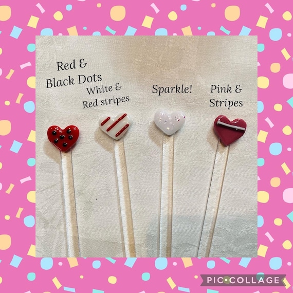 Heart Fused Glass Swizzle Stick, Coffee Stirrer, Cocoa Stick, Cocktail  Stirrer 