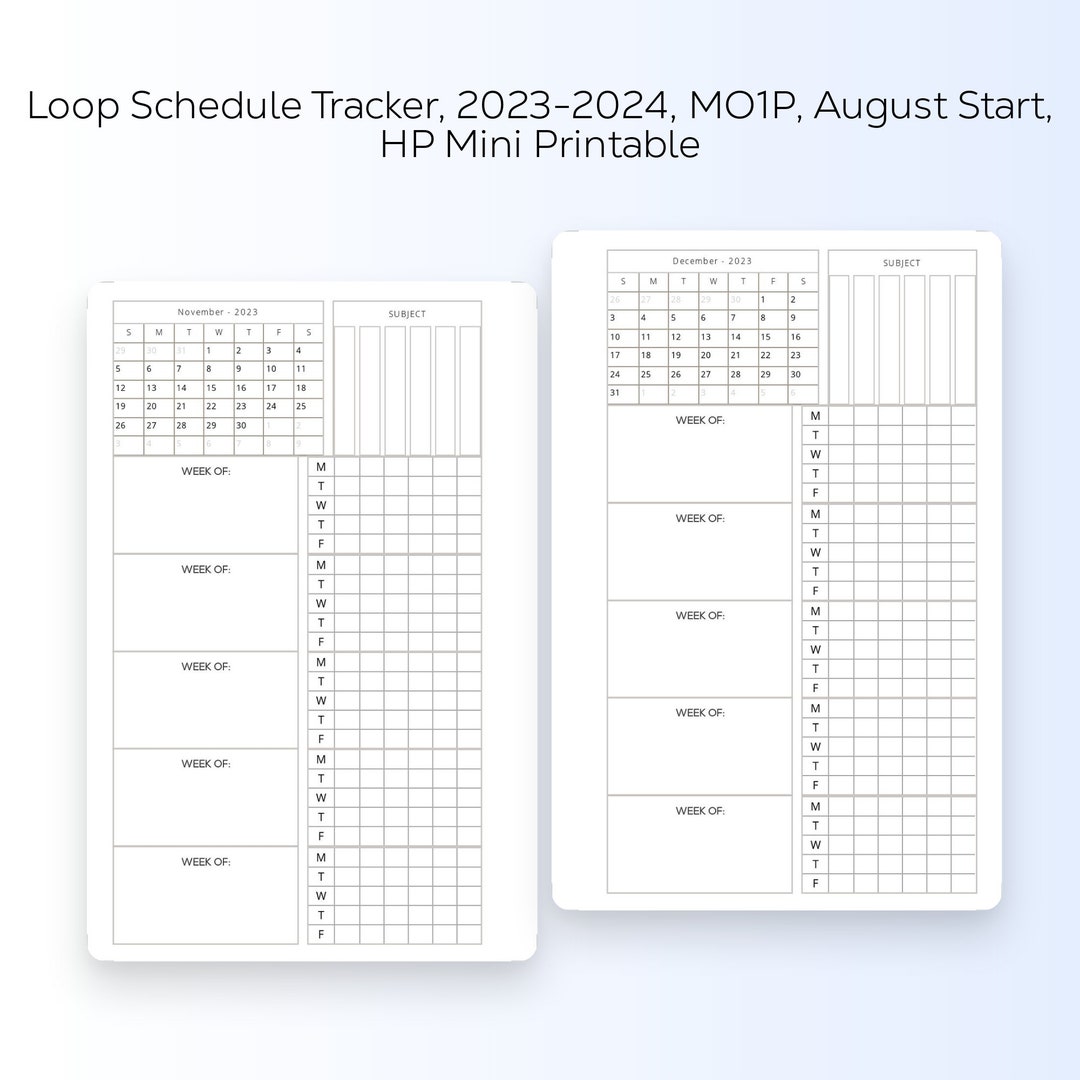 Loop Schedule Tracker 2023-2024 MO1P HP Mini Printable - Etsy