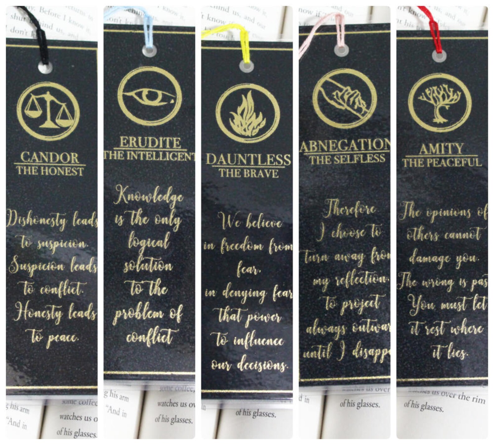 GOLD FOIL BOOKMARK Divergent Factions and Their Manifestos Etsy