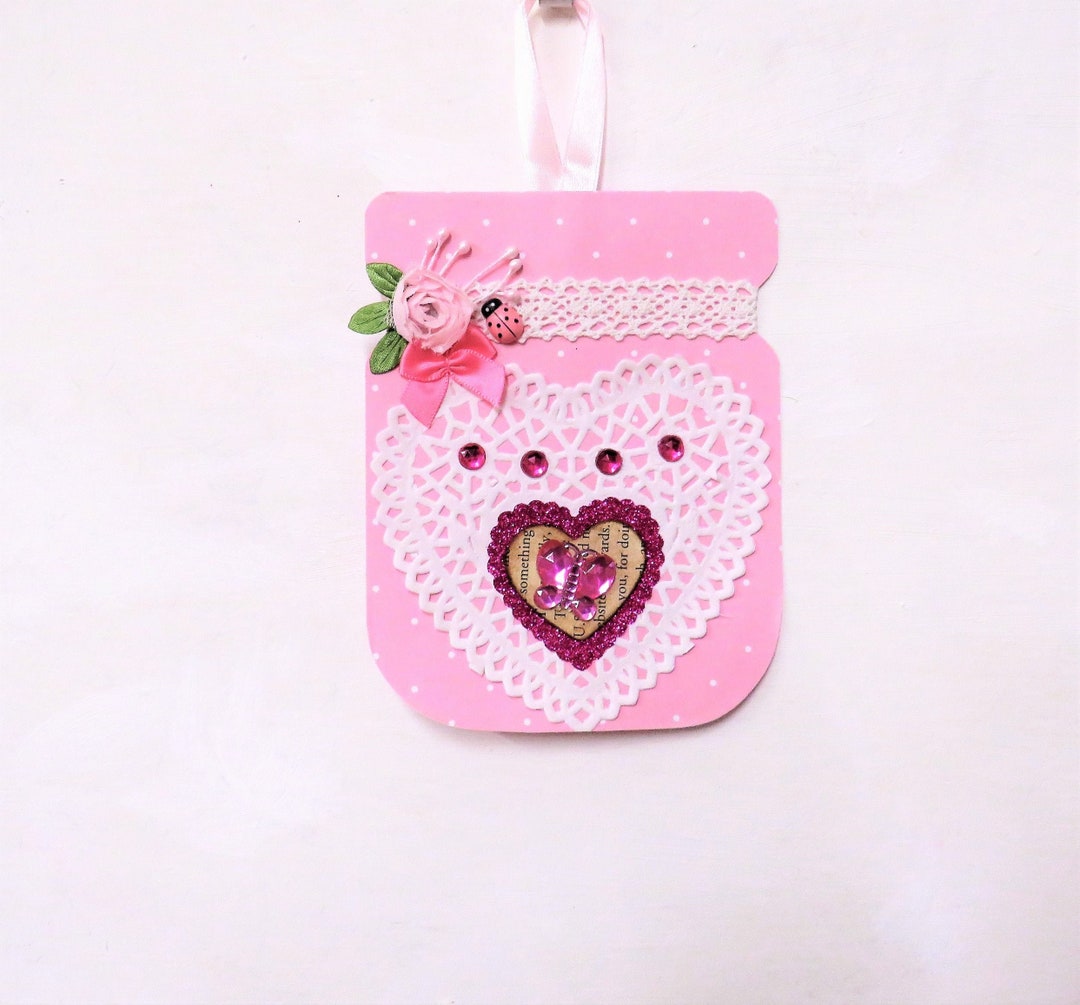 Mason Jar Tag Card Wall Hanger Sweetheart Gift Anniversary Etsy.de