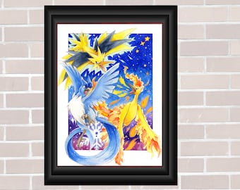 フリーザー、サンダー、ファイヤー - 伝説の鳥ポケモントリオ - 8 x 10
