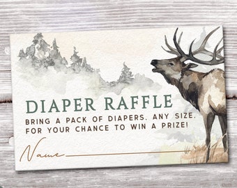 Woodland diaper Raffle Ticket, Insert Card, Baby Shower imprimible INSTANT DOWNLOAD archivo digital, ws1