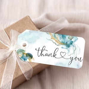 Ocean Thank You Gift Tags: Editable Eucalyptus Favor Tags (Digital Download)