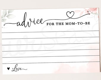 Schede di consigli per baby shower con fiori rosa (download immediato)