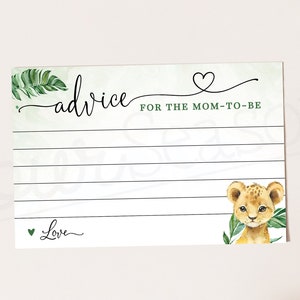 Safari babyshower advies kaartsjabloon DOWNLOAD, leeuwenwelp babyshoweractiviteit, digitaal bestand, Corjl 0391