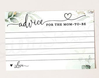 Eucalyptus Baby Shower Advice Cards: Editable Digital File (Instant Download) 09gr