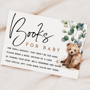 Bearly Wait babyshower boekverzoek, bewerkbare sjabloon afdrukbare DOWNLOAD, Corjl digitaal bestand bw1