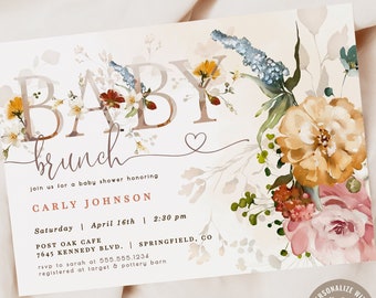 Floral Baby Shower Brunch Einladung Vorlage: Bearbeitbar 5x7 Invite Bundle (Digitale Datei)